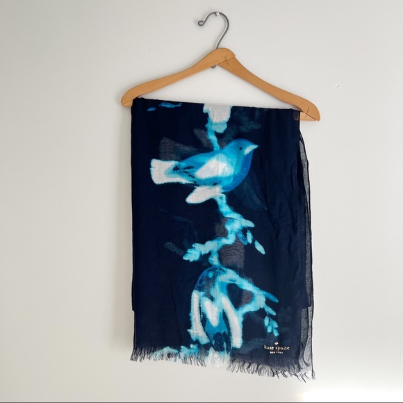 kate spade Accessories - Kate Spade Blue Bird Scarf